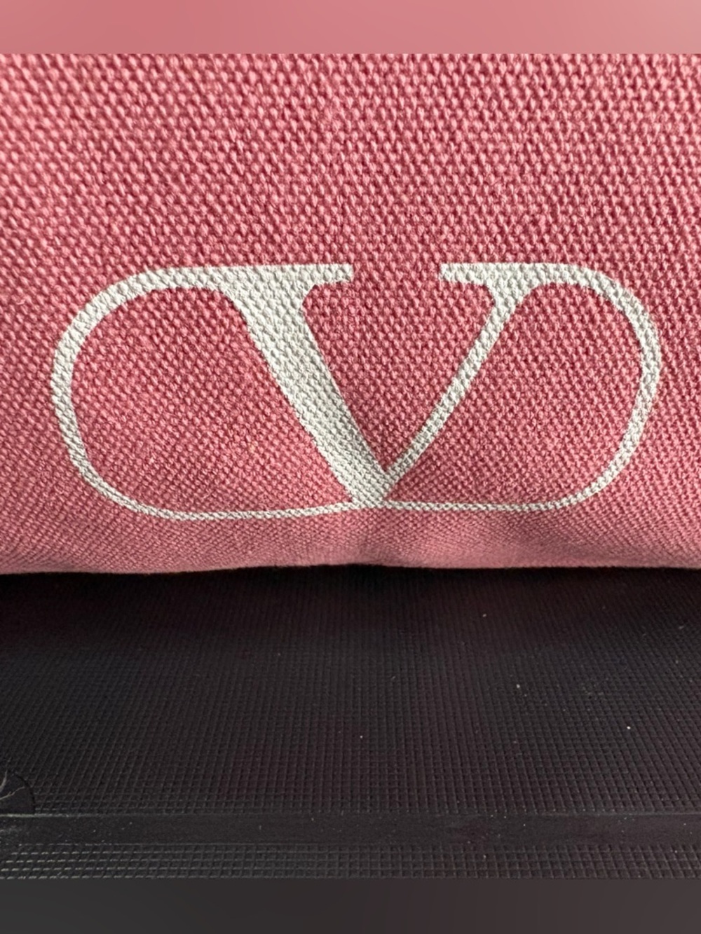 Valentino Garavani Pink Canvas Tote Bag Large Logo Shopper Reusable Luxury NWOT - Picture 4 of 11